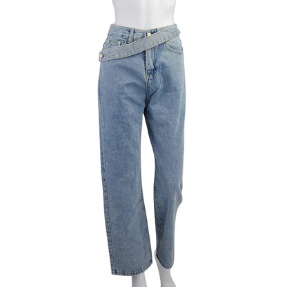 High-Waist Straight Leg Jeans- Neo