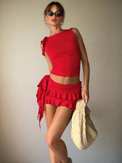 Red ruffled mini set- Sydney