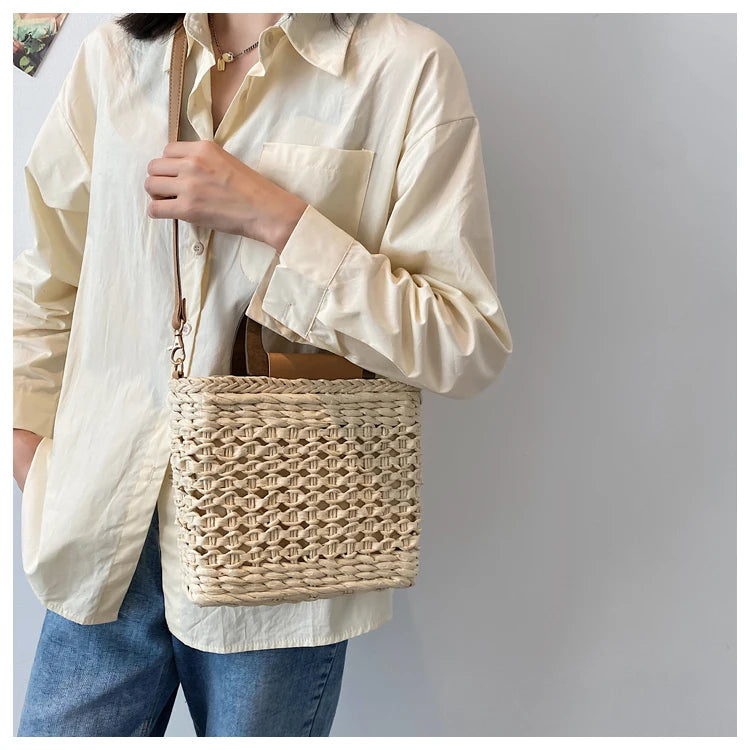 Elegant Square Straw Bag- Miami