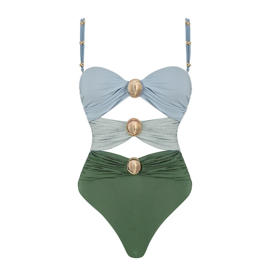 Designer One-Piece Swimsuit With Skirt- Amara