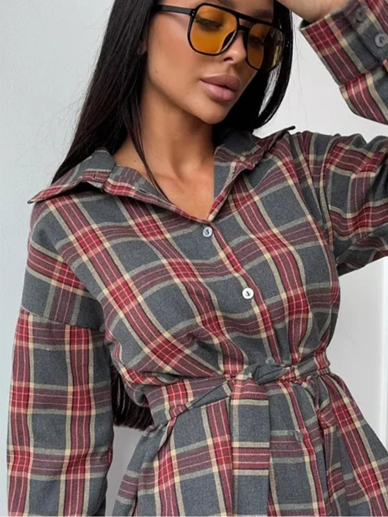 Casual Plaid Skirt Set- Nunu