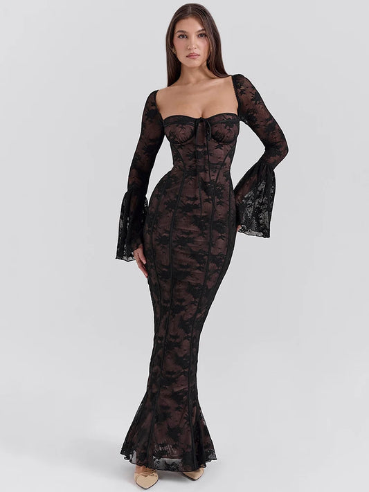 Elegant Lace Maxi Dress- Rome