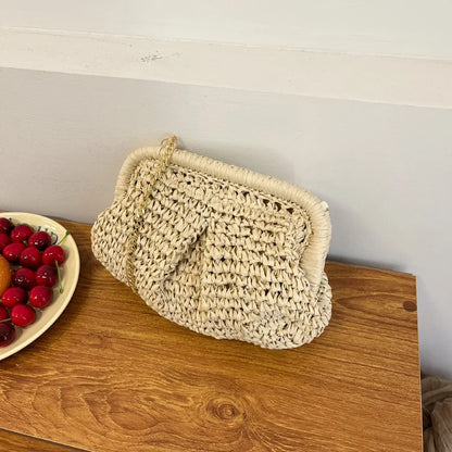 Woven straw shoulder bag- Laura