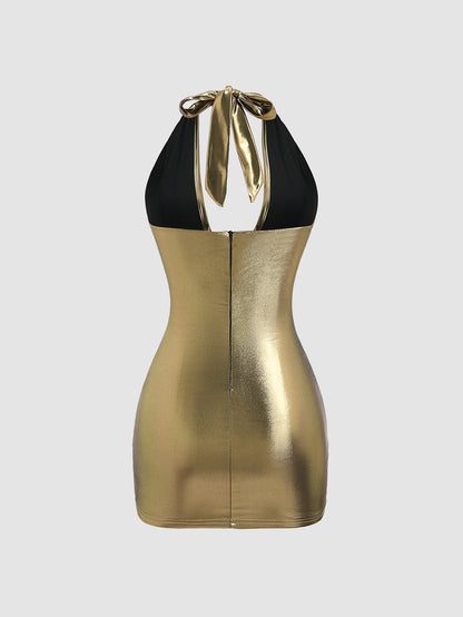 Gold Mini Dress- Tei