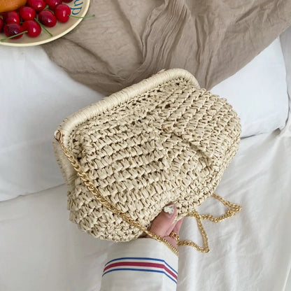 Woven straw shoulder bag- Laura