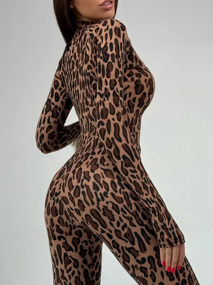 Leopard print fitted jumpsuit- Verra