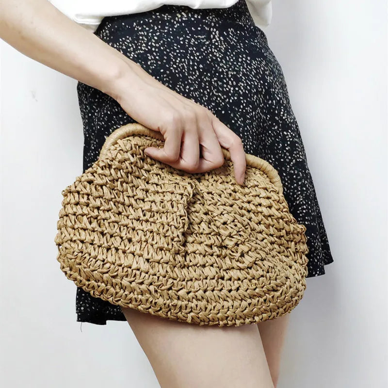 Woven straw shoulder bag- Laura